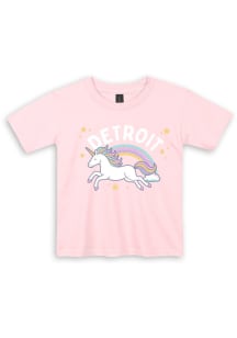 Detroit Toddler Girls Pink Unicorn Short Sleeve T-Shirt