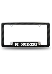 Nebraska Cornhuskers Carbon Fiber All Over Chrome License Plate Frame - Black