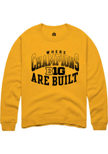 Rally Big Ten Mens Gold Champs Arch Long Sleeve Crew Sweatshirt
