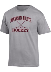 Champion UMD Bulldogs Grey Hockey Jersey Short Sleeve T Shirt
