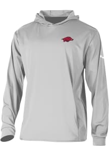 Columbia Arkansas Razorbacks Mens Grey Heat Seal Long Drive Long Sleeve Hoodie