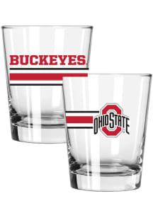 Ohio State Buckeyes Big Stripes 2 Pack 15oz Etched Rock Glass - Clear