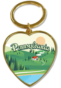 Pennsylvania Heart Keychain - Gold
