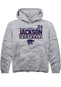 Martel Jackson Rally K-State Wildcats Youth NIL Stacked Box Long Sleeve Player Hoodie Grey