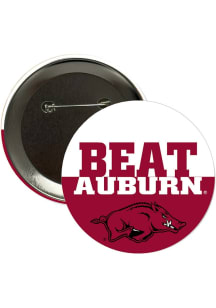 Arkansas Razorbacks BEAT Auburn 3" Button - Red