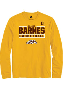 Sharod Barnes Western Michigan Broncos Gold NIL Stacked Box Long Sleeve Player T Shirt