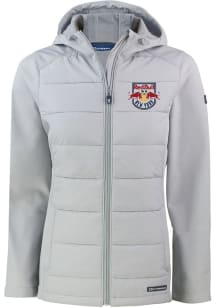 Cutter and Buck New York Red Bulls Womens Grey Evoke Hood Heavy Weight Jacket