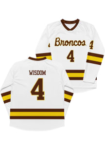 Campus Ink Zaccharya Wisdom Western Michigan Broncos Mens White NIL Hockey Jersey