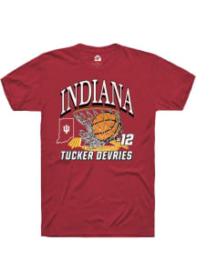 Tucker DeVries Indiana Hoosiers Crimson NIL Name Number Net Short Sleeve Player T Shirt