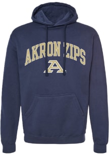 Summit Sportswear Akron Zips Mens Navy Blue Arch Mascot Long Sleeve Hoodie