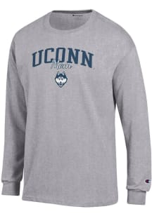 Champion UConn Huskies Grey Mom Script Jersey Long Sleeve T Shirt