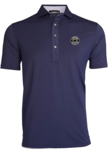 Greyson Kansas Jayhawks Mens Navy Blue Limestone Collection Tala Short Sleeve Fashion Polo