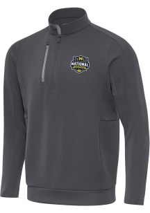Antigua Michigan Wolverines Mens Dark Grey 2026 MBB Champions Generation Long Sleeve Qtr Zip Pullo..