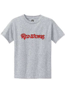 Summit Sportswear Rochester Red Wings Youth Grey Alt Logo Wordmark Short Sleeve T-Shirt