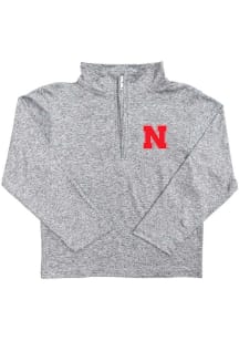 Vive La Fete Nebraska Cornhuskers Toddler Grey Heather Erik Long Sleeve Qtr Zip