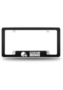 Cleveland Browns Carbon Fiber All Over Chrome License Plate Frame - Black
