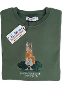 Michigan State Spartans Mens Green Campus Embroidered Long Sleeve Crew Sweatshirt