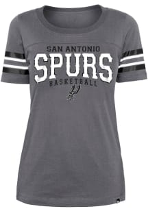 New Era San Antonio Spurs Womens Grey Striped Short Sleeve T-Shirt