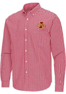 Antigua Iowa State Cyclones Mens Cardinal Ellis Long Sleeve Dress Shirt