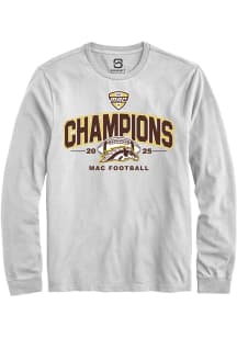 Summit Sportswear Western Michigan Broncos White MAC 2025 Football Champions Long Sleeve T Shirt