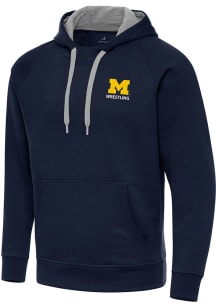 Antigua Michigan Wolverines Mens Navy Blue Victory Wrestling Long Sleeve Hoodie