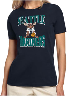 Starter Seattle Mariners Womens Navy Blue Team Motif Short Sleeve T-Shirt