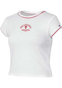Champion Philadelphia Phillies Womens White Ringer Short Sleeve T-Shirt