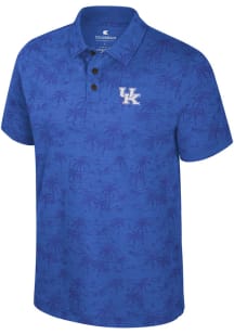 Colosseum Kentucky Wildcats Mens Blue Fremen Palm Short Sleeve Polo