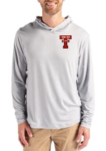 Cutter and Buck Texas Tech Red Raiders Mens Ash Coastline Eco Long Sleeve Lightweight Hoodie