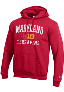 Champion Maryland Terrapins Mens Red Big Ten Powerblend Long Sleeve Hoodie