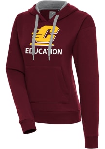 Antigua Central Michigan Chippewas Womens Maroon Central Michigan Education Victory Hooded Sweatsh..