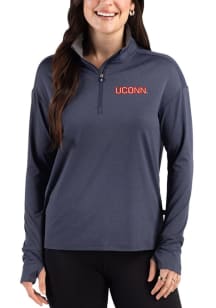Cutter and Buck UConn Huskies Womens Navy Blue Forge Eco Qtr Zip
