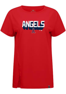 Levelwear Los Angeles Angels Womens Red Influx Retro 3D Short Sleeve T-Shirt