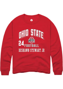 Deshawn Stewart Jr Ohio State Buckeyes Mens Red Football NIL Arch Logo Player Crew