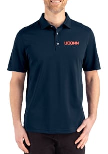 Cutter and Buck UConn Huskies Mens Navy Blue Advantage Refresh Short Sleeve Polo