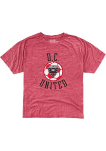 Original Retro Brand DC United Boys Red Vintage Ball Short Sleeve T-Shirt