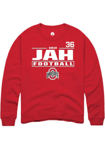 Omar Jah Ohio State Buckeyes Mens Red Football NIL Stacked Box Player Crew