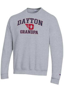 Champion Dayton Flyers Mens Grey Grandpa Powerblend Long Sleeve Crew Sweatshirt