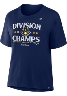 Milwaukee Brewers Womens Navy Blue 2025 Division Champions Short Sleeve T-Shirt