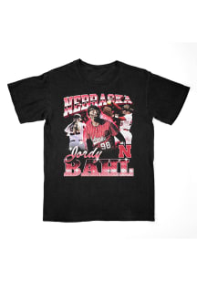Jordy Bahl Nebraska Cornhuskers Black 90s NIL Graphic Short Sleeve Fashion Player T Shirt