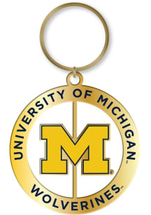 Michigan Wolverines Retro Mascot Spinner Keychain - Navy Blue