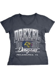 Blue 84 Drexel Dragons Womens Navy Blue Dyed Short Sleeve T-Shirt