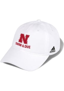 Adidas Nebraska Cornhuskers Swim & Dive Washed Slouch Adjustable Hat - White