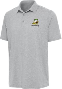 Antigua Oregon Ducks Mens Grey Heather Grandpa Par 3 Short Sleeve Polo