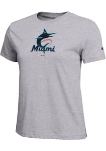 Champion Miami Marlins Womens Grey Core Short Sleeve T-Shirt