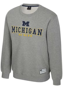 Colosseum Michigan Wolverines Mens Grey Yes Chef Long Sleeve Crew Sweatshirt