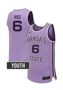 Brock Vice  Nike K-State Wildcats Youth NIL Name And Number Lavender Basketball Jersey