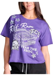 TCU Horned Frogs Womens Purple Fourth Quarter Sequins Short Sleeve Plus Tee