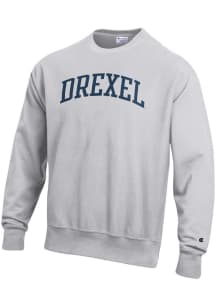 Champion Drexel Dragons Mens Ash Arch Reverse Weave Long Sleeve Crew Sweatshirt