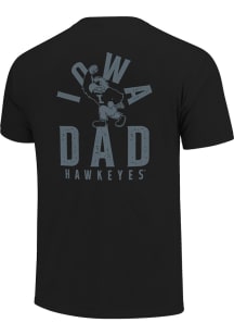Iowa Hawkeyes Black Mascot Overlay Dad Short Sleeve T Shirt